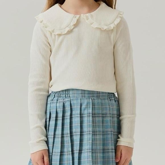Cream Ruffle Collar Long Sleeve Top - Picture 1 of 7